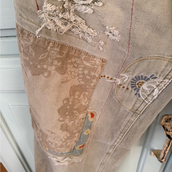 Anthropologie - Patchwork Beige Jeans - Picture 5 of 8